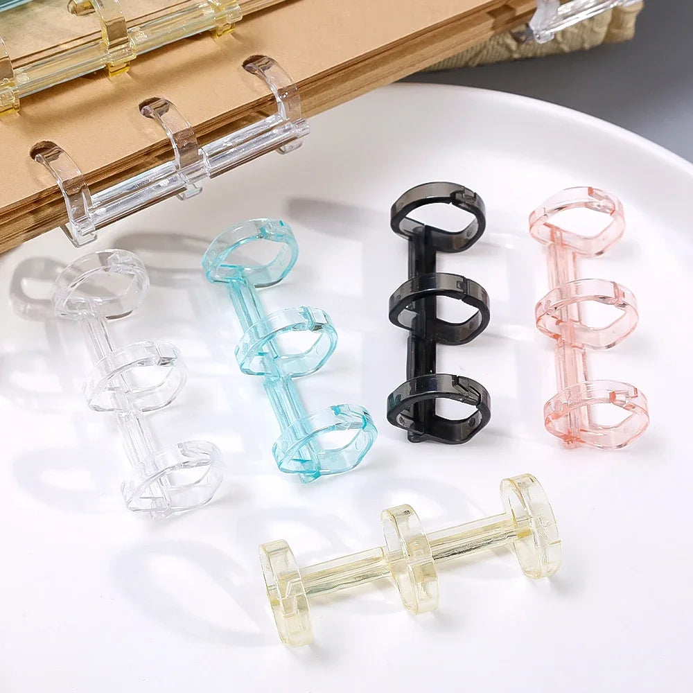 Loose Leaf Binders 5 Colors 3-hole Book Rings Translucent Binding Spines Combs Snap Split for DIY Diary Scrapbook School Supply