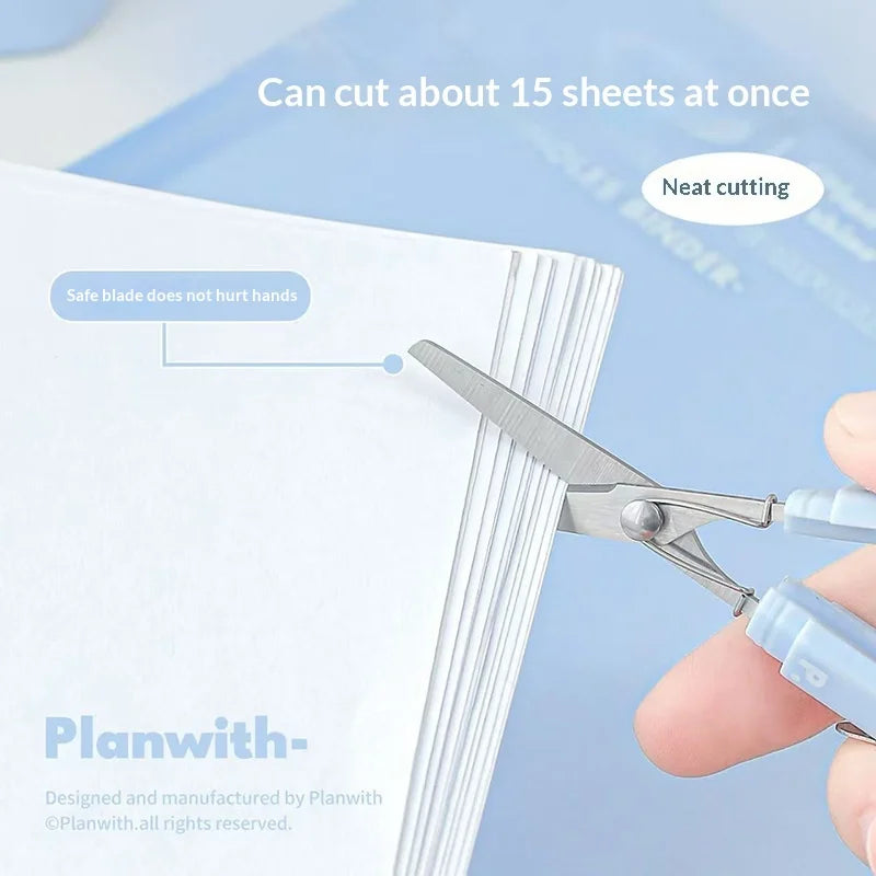 Planwith Stainless Steel Mini Folding Scissors Portable Creative Pen-Style Design DIY Paper-Cutting Art Tool School Office Supp