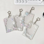 1PC Colorful Graffiti Love Glitter Card Sleeve Transparent Three-inch Mini Card Protector Key Chain Pendant Photo Holder