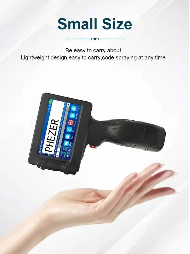Phezer 12.7mm P17 Handheld Inkjet Printer Portable Label Printer Expiry Date Expiration Batch Code Logo QR Barcode 28 Languages