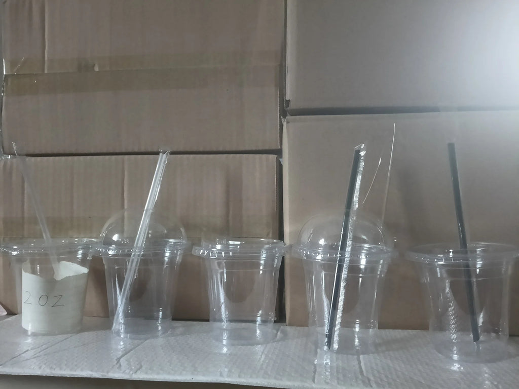 50 Sets 12/16/20/24OZ Clear Plastic Cups Lids and Straws for Iced Coffee Cups Disposable Smoothie Cups for Cold Drink Free BPA
