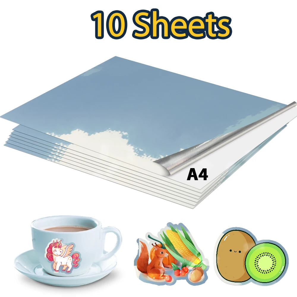 A4 Glossy Matte Printable Vinyl Sticker Paper 10 Sheets Self-adhesive Copy Paper for Inkjet Printer DIY Crafts Waterproof Paper