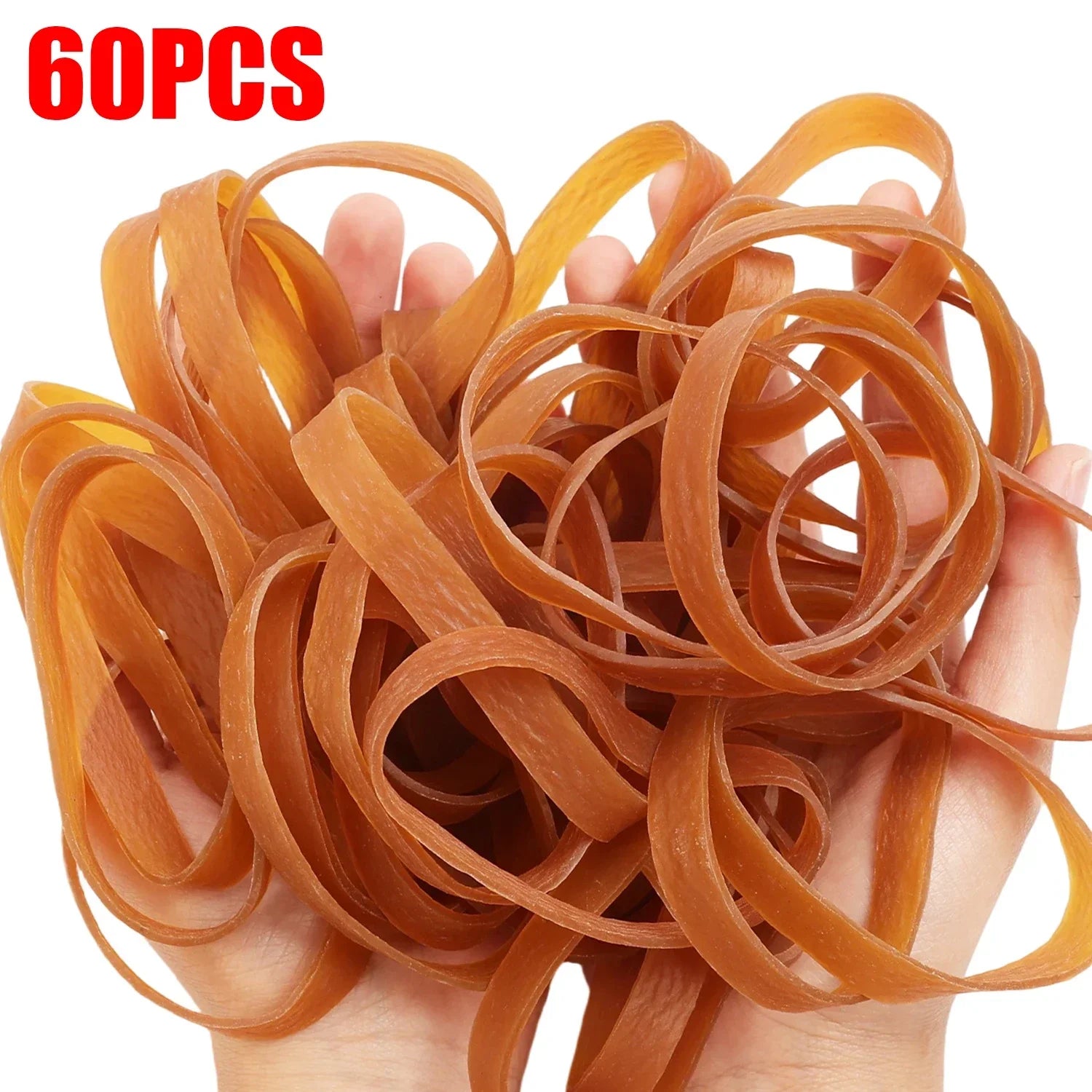 60/20PCS Widened Elastic Band Multipurpose Yellow Rubber Bands 6cm Big Size Stretchable Sturdy Rubber Elastic Band Office Supply