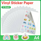 10 Sheets Printable Vinyl Sticker Paper Self-adhesive A4 Copy Paper DIY Holographic Transparent White Labels for Inkjet Printer