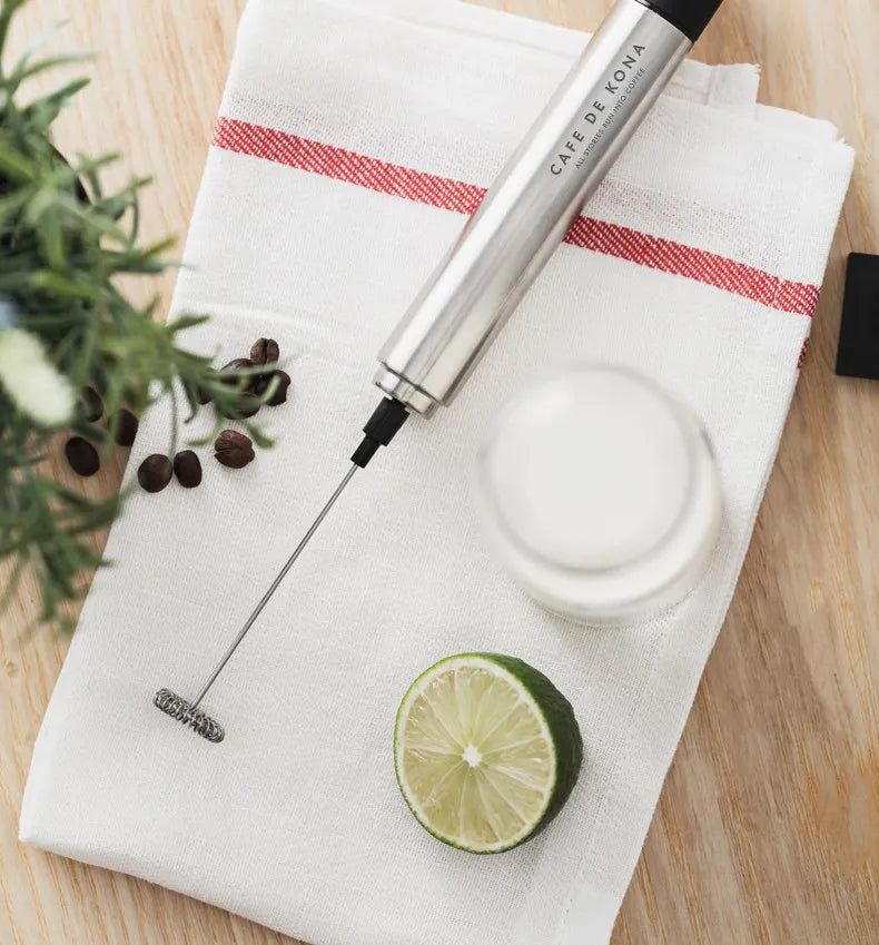 CAFEDEKONA Handheld Portable Electric Milk Frother, Mini Hand Mixer for Home Outdoor Barista Latte Art, AA Batteries Included