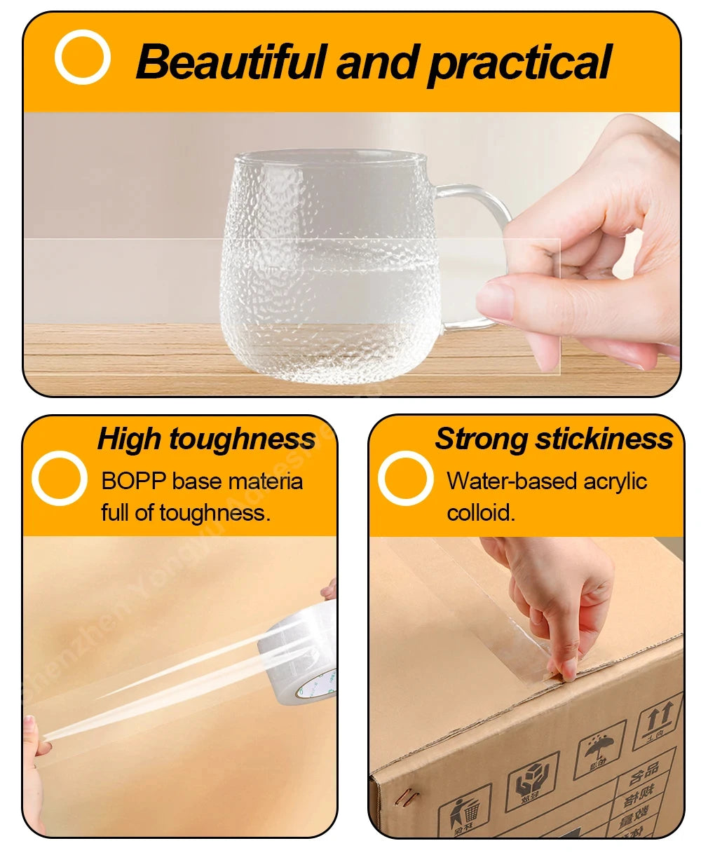 Transparent Tape  BOPP White Packaging Sealing Logistics Carton High Viscosity Express Office Fixed Items Bundling Parcels