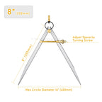 8 Inch Adjustable Divider Leather Compass Lockable Metal Spring Caliper Gauge Woodworking Metalworking Machinist Marking Scribe