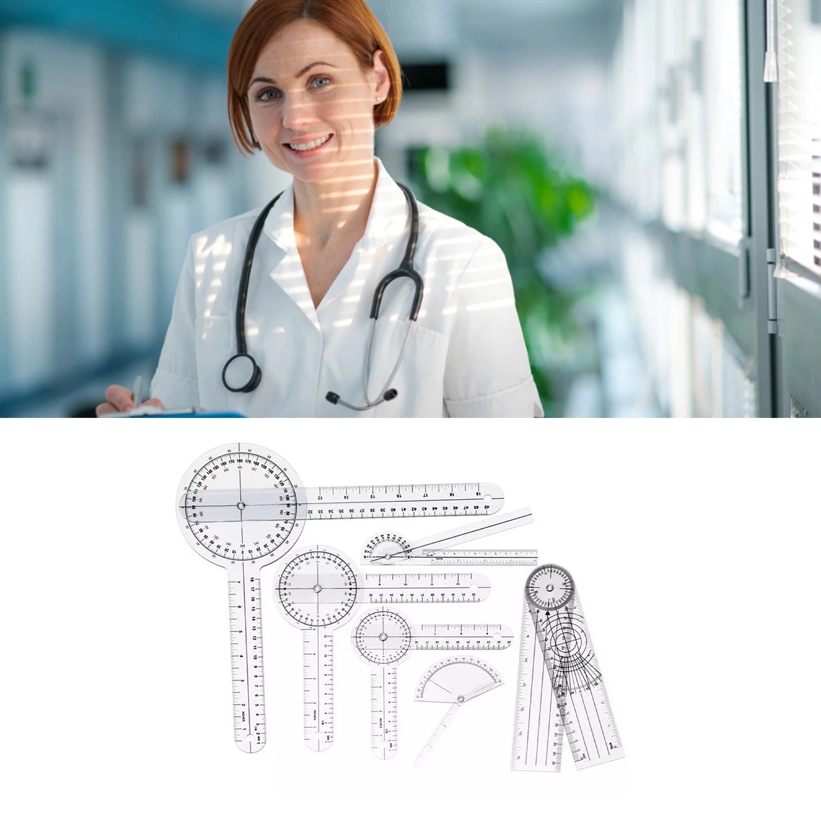 Protractor Goniometer  Goniometer Set PVC Transparent Clear Scale Wear Resistant Angle Ruler for Orthopedics