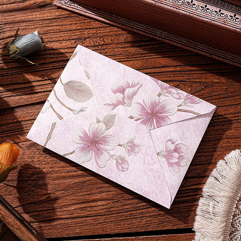 10pcs Oriental Yunjin Brocade Vintage Embossed Letter Envelope Elegant Envelope for Invitation Complete Luxury Set for Weddings
