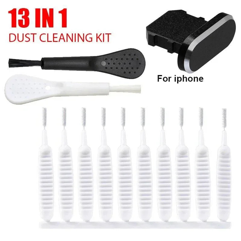 Mobile Phone Dust Plug Port Cleaning Kit 13Pcs Computer Keyboard Cleaning Tool for Iphone Type-C Port Phone Accessories