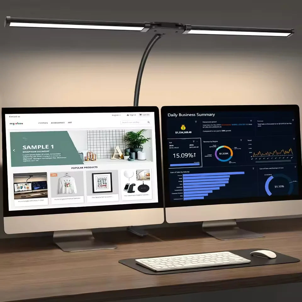 Single Double Triple Head LED Clip Desk Lamp Dimmable USB Eye-Caring Architect Table Lamp Computer Monitor Light for Office Home