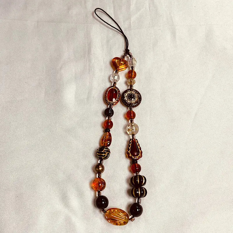 Fashion Women Beaded Phone Charm Strap Ins Wrist Hanging Ornament Phone Case Keychain CCD Camera Anti-Lost Lanyard