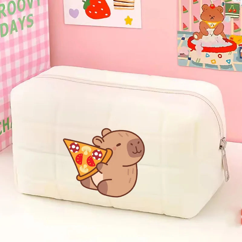 Cute Capybara 1pc pink blue Pillow Design Cosmetic Bag Pencil Case Pen Pouch Large-capacity Student Storage Pencil Case gift