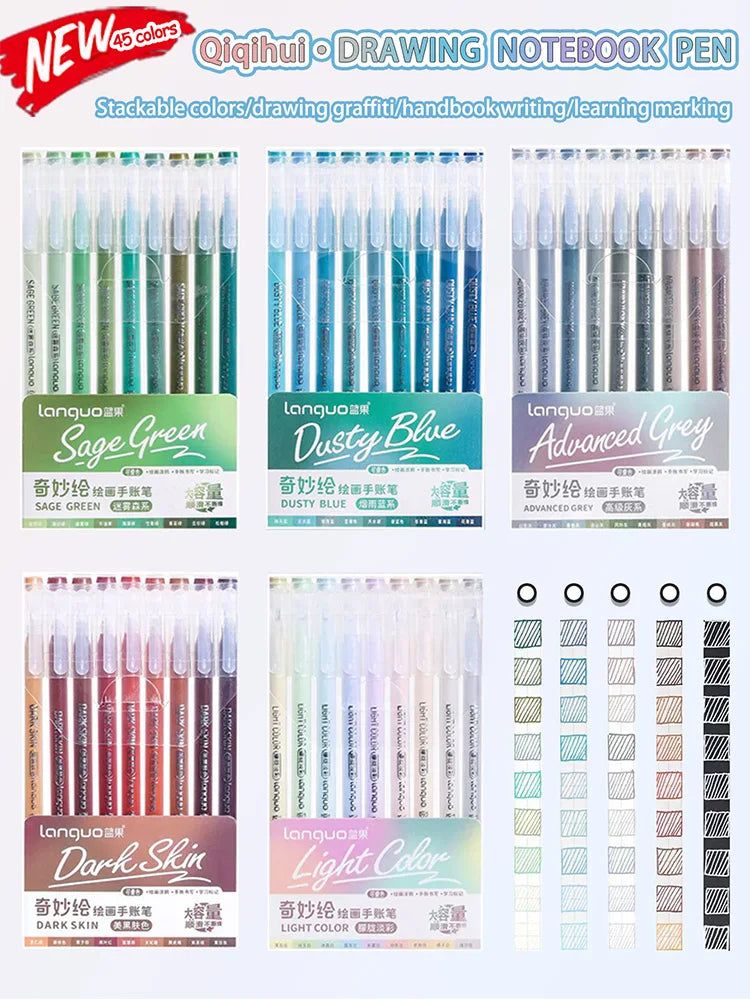 Languo 27-207 Colors Of One Set Drawing Handbook Pens Student DIY Graffiti Multi-Color Gel Pen Writing Marker Stationery