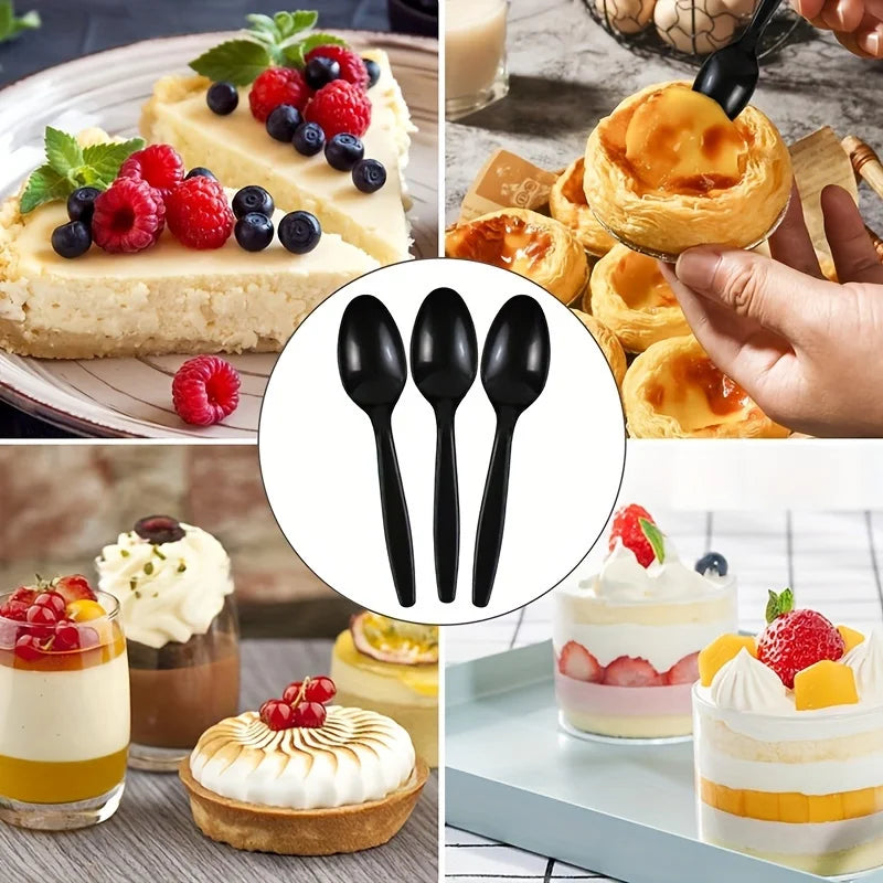 100pcs Plastic Dessert Spoons Set - Durable, Easy To Clean, Space-Saving, Perfect for Birthday Parties, Buffet Weddings