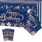 Dark Blue Gold Birthday Disposable Tableware Paper Plates Cups Napkin Tablecloth Adult Elegant Birthday Party Decoration Wedding