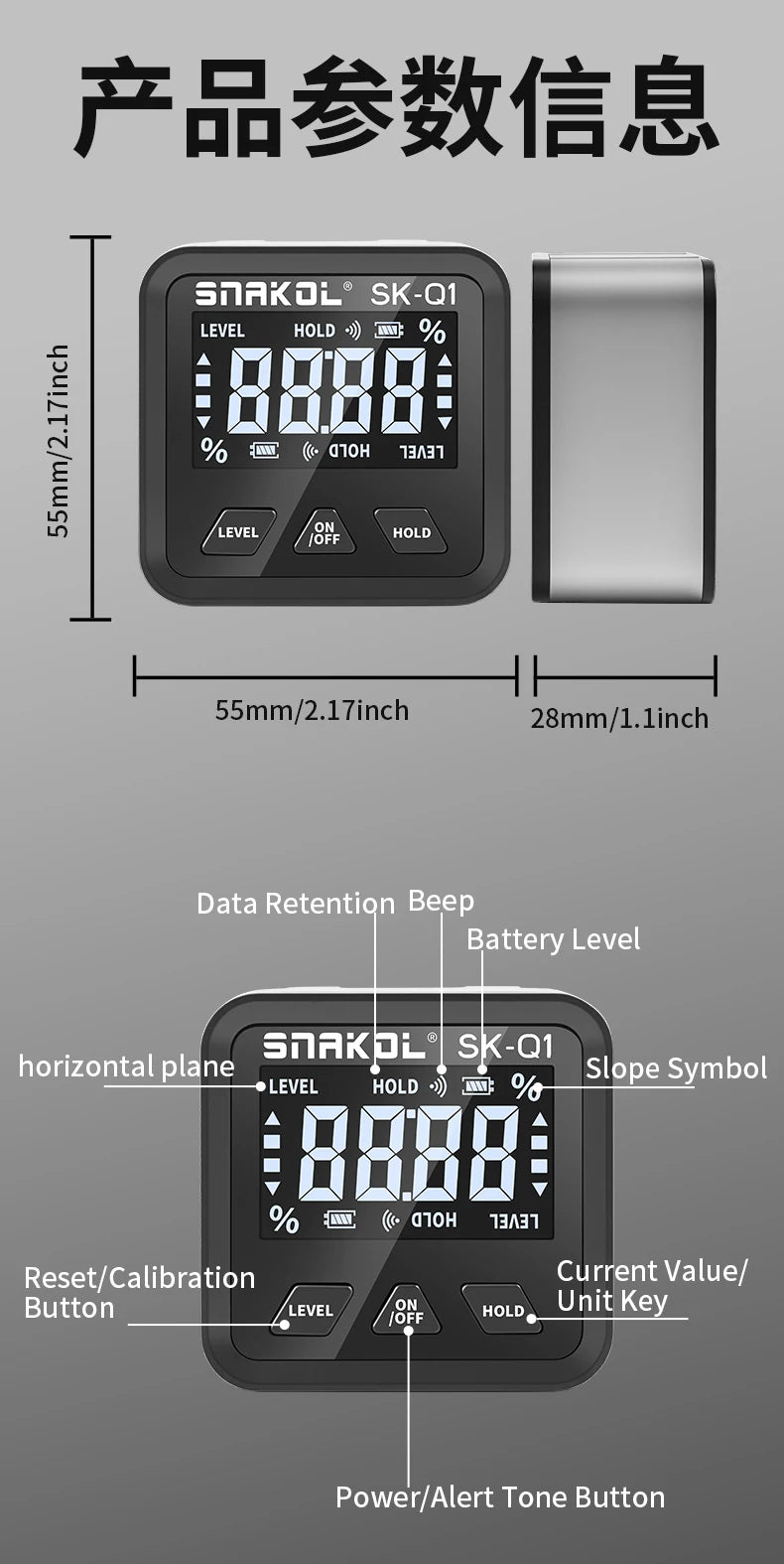 snakol Angle Protractor 360 Degree Mini Electronic Digital Protractor Inclinometer Angle Finder Gauge Measurement Box