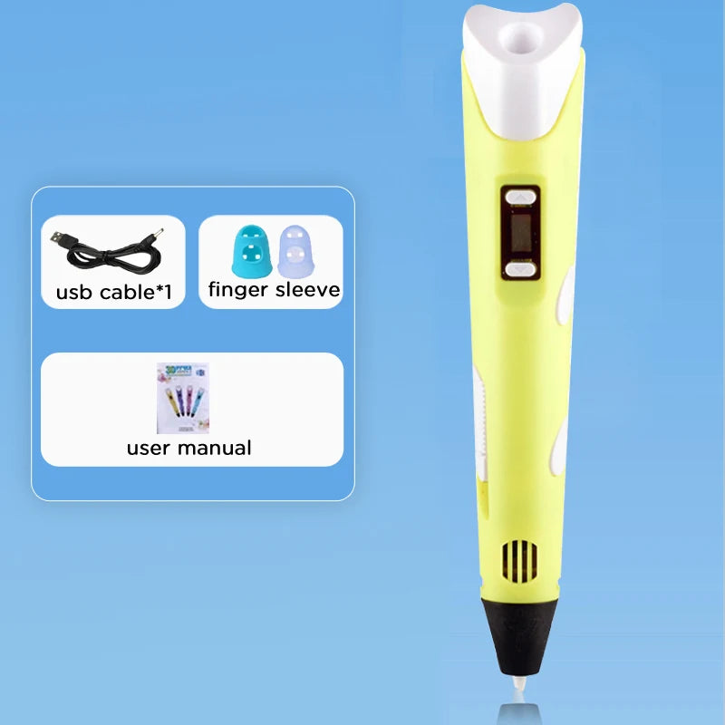 3D Pen With LCD Screen Compatible PLA Filament Toys 3D Drawing Printing Pen for Children DIY Christmas Birthday Gift