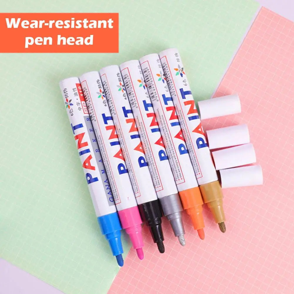 3pcs White Paint Pen Paint Markers Waterproof Car Tyre Oil-Based Paint Pen Set Quick Dry And Permanent
