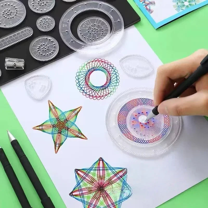 22pcs Roundness Ruler Set Geometric Ruler Mathematical Roulette Drawing Tools Learning Painting Puzzle Toys Art Tool
