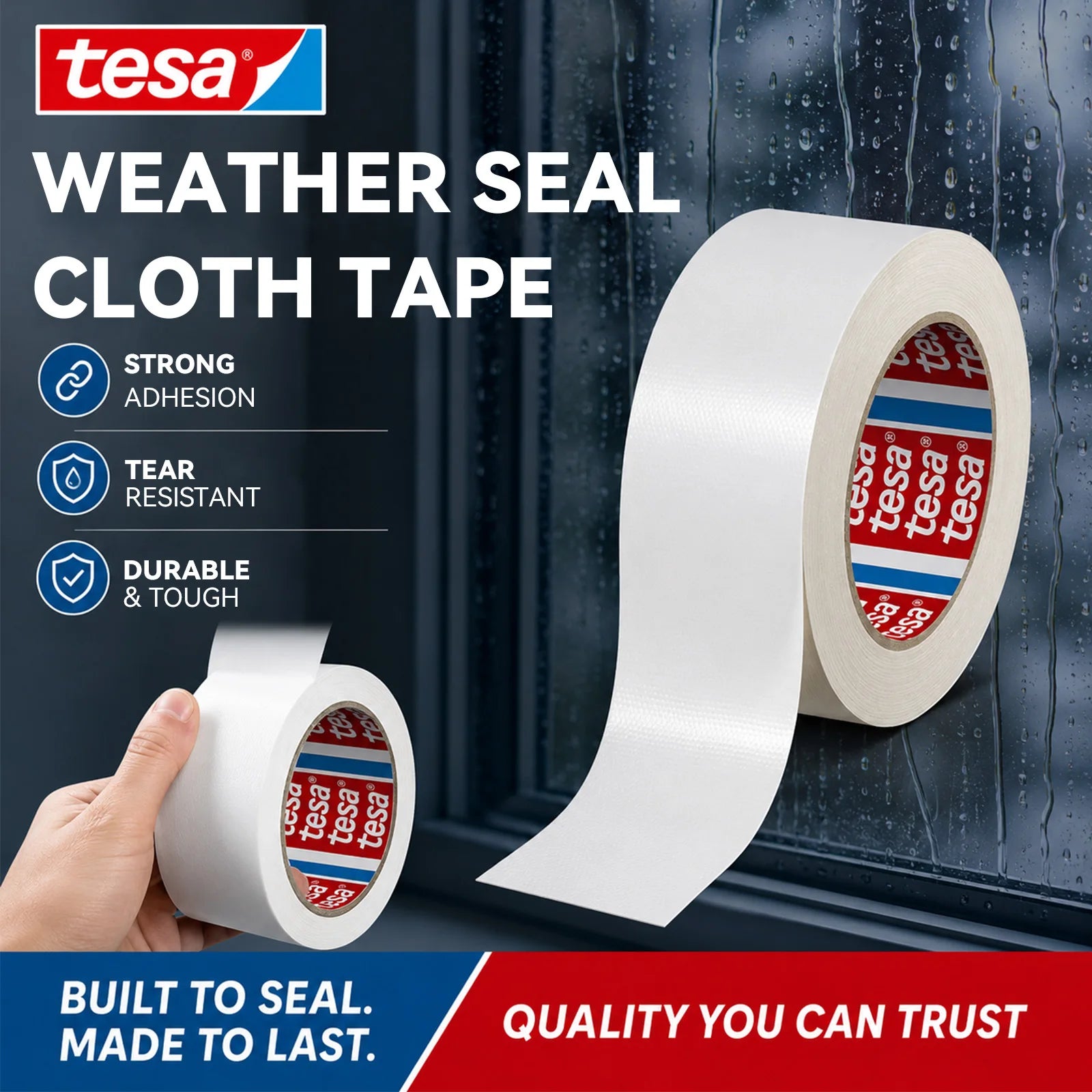 Tesa 4687 Fabric Duct Tape Strong Tack Weather Resistant Rubber Adhesive Tape For Outdoor Tent Fixing Pipe Sealing Use