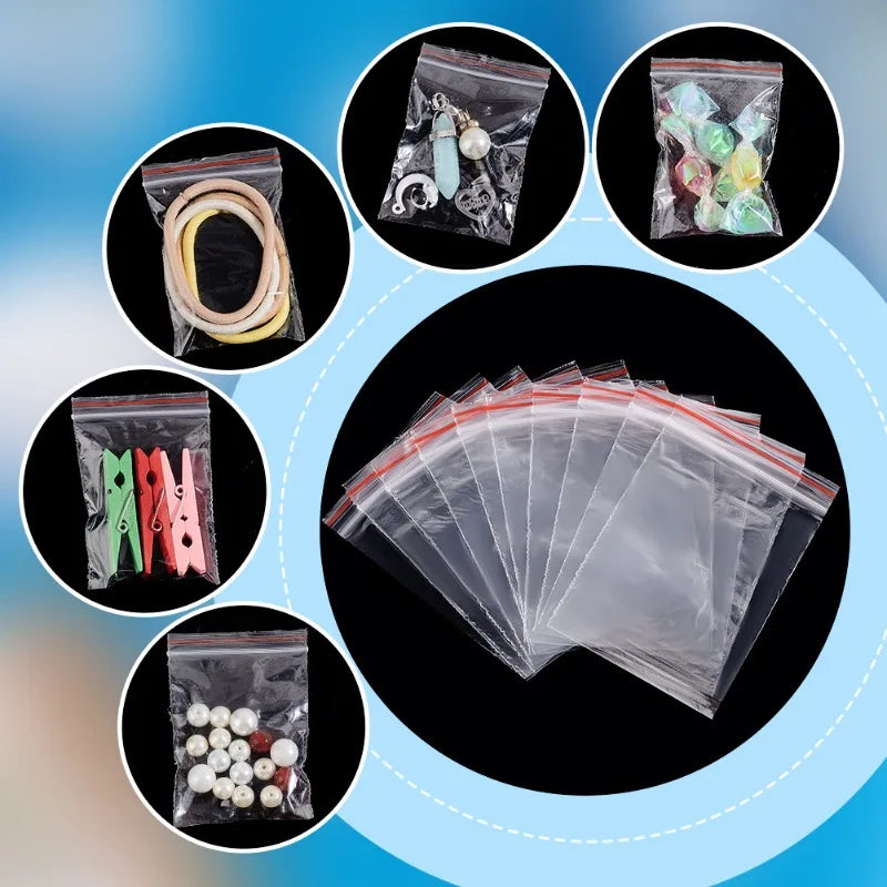 500/100pcs Self Sealed Bags Plastic Storage Bag for Jewelry Food Pills Transparent Zipper Storage Bag Package Pouches Wholesale