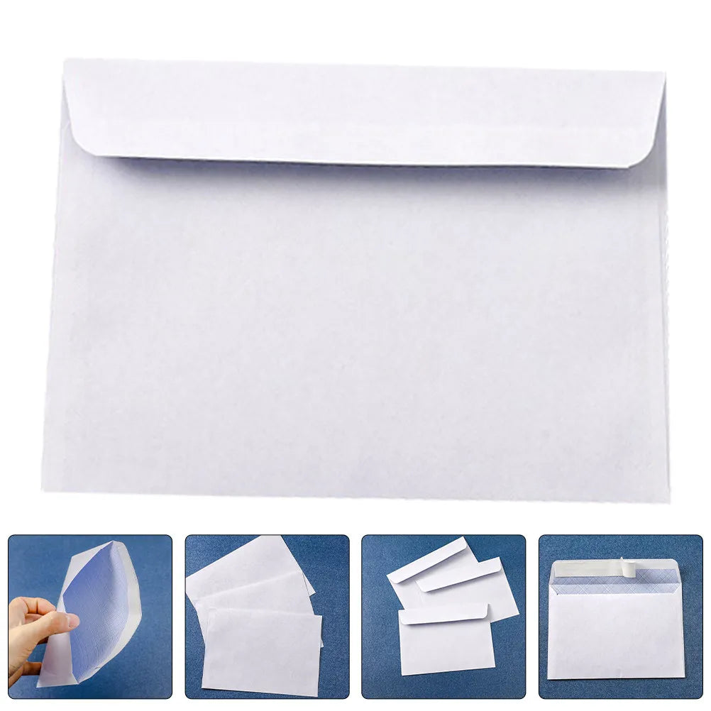 100pcs Self Seal Security Envelopes, Privacy Protection Plain White Paper Envelopes, Tamper Evident Self Adhesive Mailing
