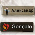 Personalized Name Tag Badges Identification Customized with Text&Logos, Stainless Steel Name for Clothing with Pin or Magnetic