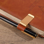 6-1PCS Stainless Steel Leather Pen Holder Pencil Clamps Notebook Bookmark Practical Organizer Clip Pen Holder Office Stationary