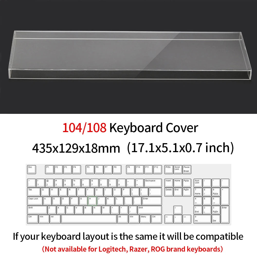 Acrylic Mechanical Keyboard Dust Cover New Mechanical Gaming Keyboard 104 Keys Mouse Protection Transparent Cover