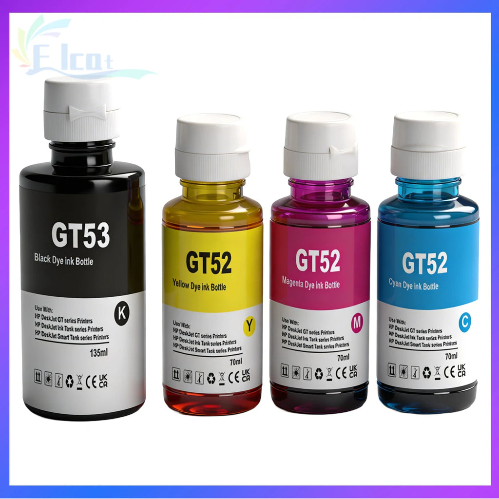 GT52 GT53 Refill Ink For HP GT51 GT52 GT53 Ink For HP 115 118 310 410 415 500 515 518 530 750 790 GT5810 5820 GT5810 Printer Ink