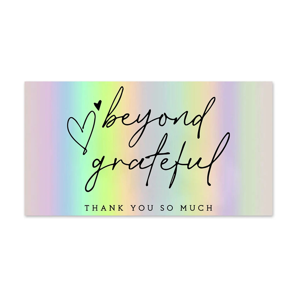 10-50pcs Thank You Cards For Small Business Colorful Laser Paper Thank You For Your Order "Beyond Grateful" Cards