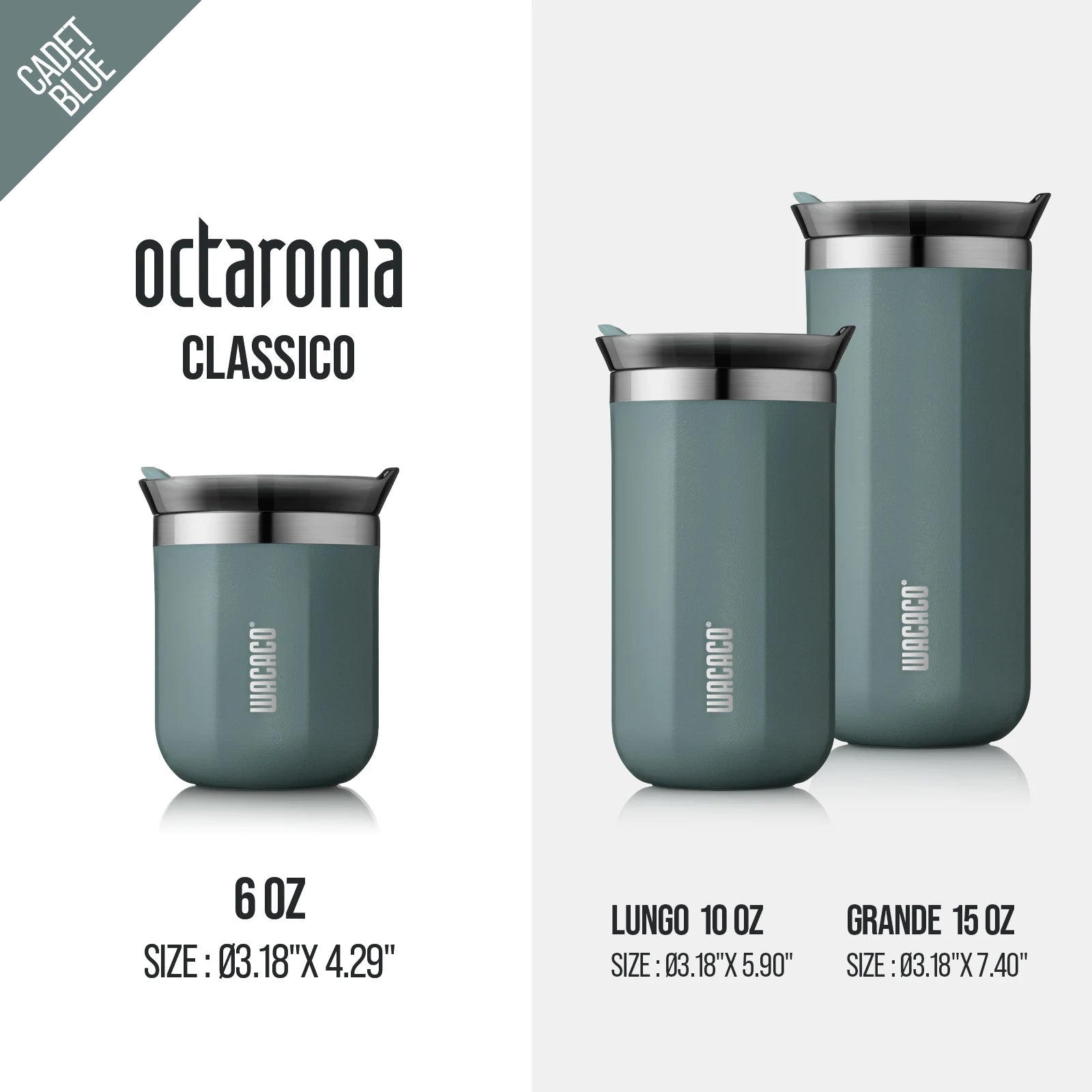 WACACO Octaroma Vacuum Insulated Coffee Mug, Double-wall Stainless Steel Travel Tumbler, 6/10/15 fl oz, thermo, Valentines Gift
