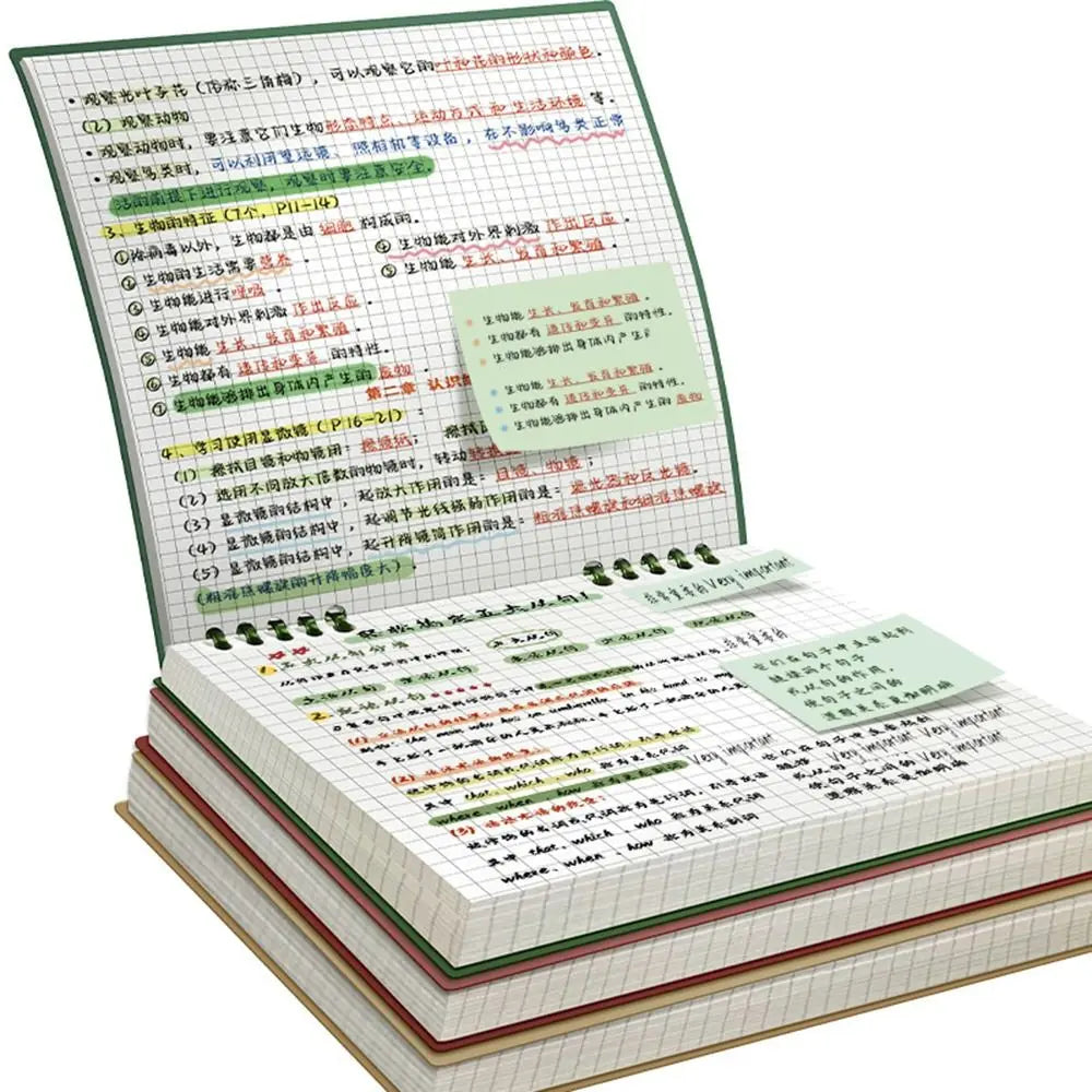 Multifunctional 120 Pages Loose-leaf Notebook Color Detachable Diary Book Grid Inner Pages Flip Up Hand Account Book Students
