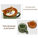 YWDL Japanese Cartoon Cat Coffee Mug With Animal Cat Pattern Lid Small Dish Cute Breakfast Cup Creative Coffee Cup Milk Cup Gift