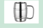 Double steel beer cup creative 304 stainless steel draft beer milk cup coffee milk tea cup children's drinking cup with handle