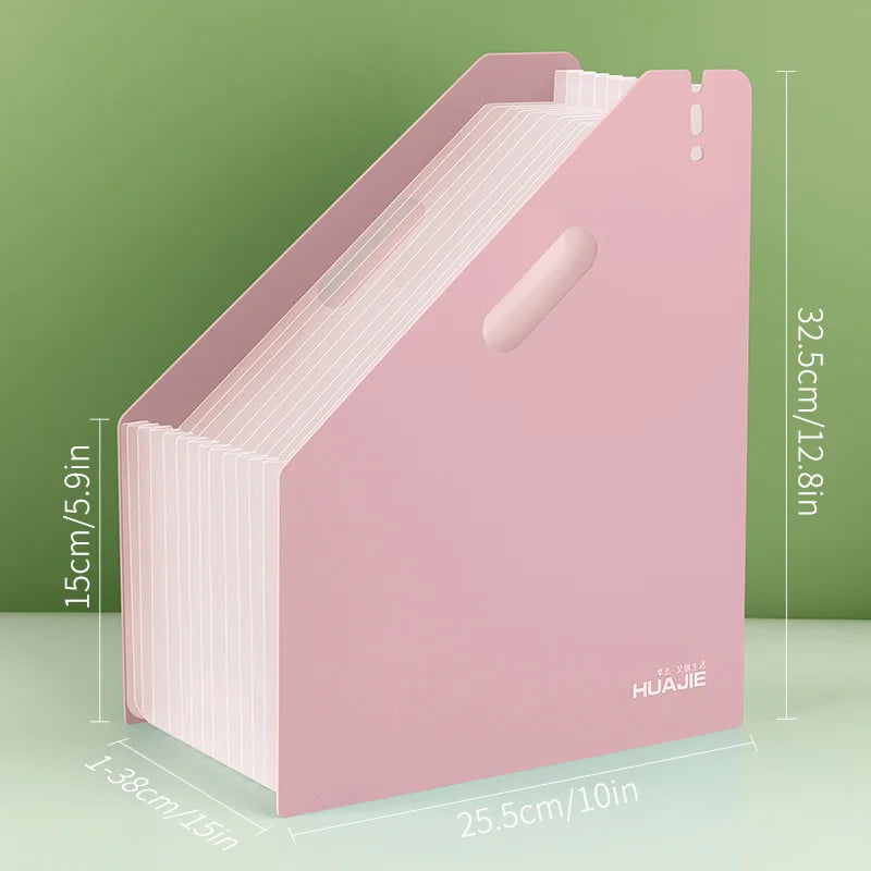 HUAJIE Expandable 13-Pocket A4 Accordion File Organizer - Large Capacity, Durable PP Material, for Office and School Storage