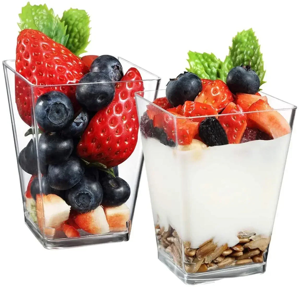 Disposable Plastic Mousse Cup Mini Ladder Shaped Pudding Dessert Cup for Hotel Party and Sweet Shop Disposable Plastic Cups