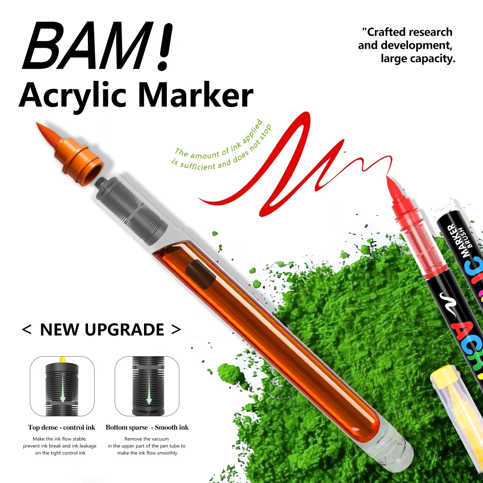 GuangNa 12/360/408 Colors Acrylic Paint Pen Markers Acrylic Skin Color Brush Tip Paint Marker for Wood Rock Painting Canvas Gift