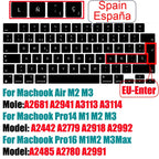 Keyboard Cover for 2022-2024 M4 M3/M2/M1Chip Pro 14"/16" A3401/A2992/A2779/A2991/A3403 MacBook Air 15.3"/13.6" A3113/A3114/A2941
