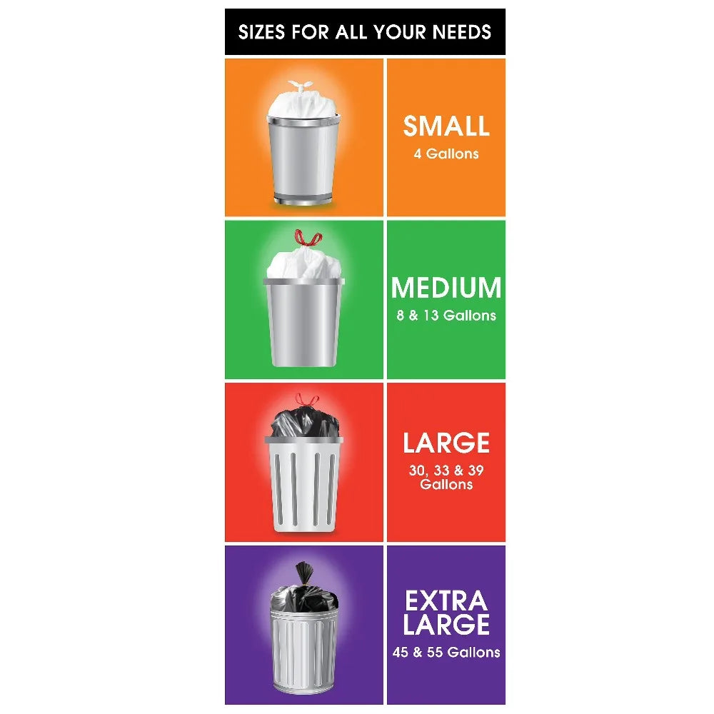 13 Gallon Tall Kitchen Trash Bags Drawstring Citrus Scented 20 Count Strong and Flexible