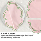 4PCS Cotton Napkins With Wavy Edge Embroidery Suitable for Dinner Wedding Hotel Christmas