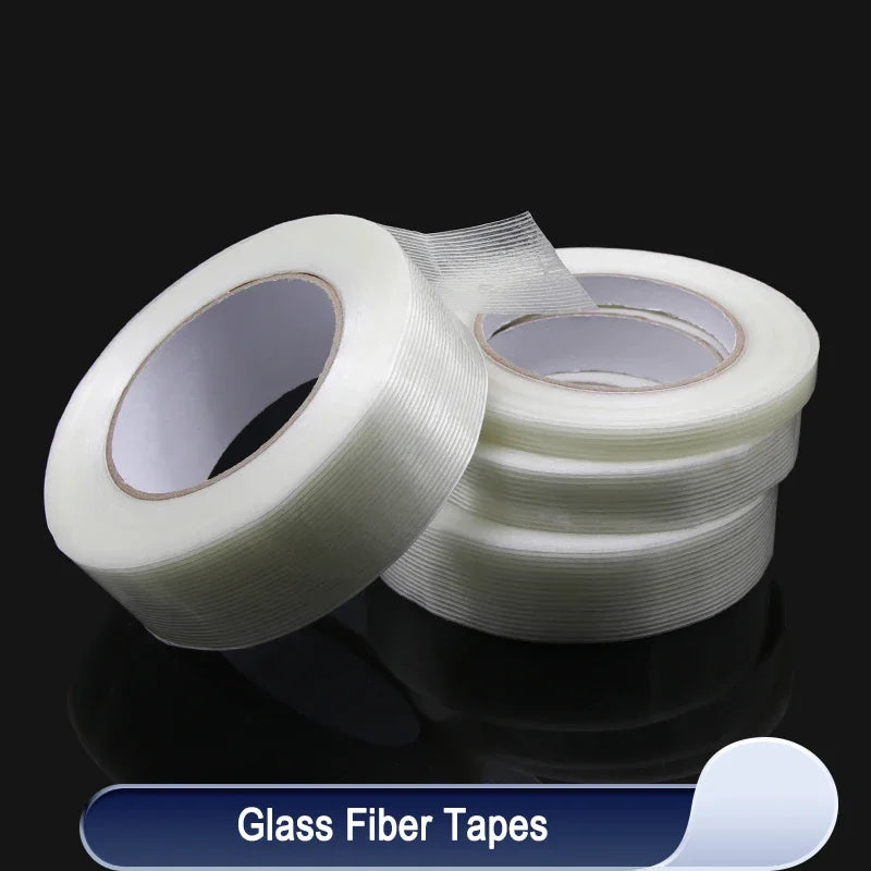50m/roll Strong Glass Fiber Tape Industrial Strapping Packaging Fixed Seal Transparent Striped Single Side Adhesive Tapes