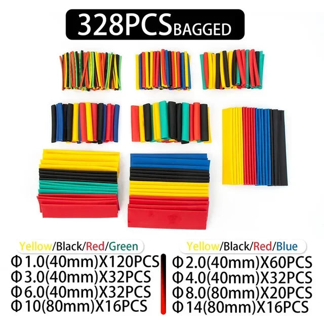 127/328/580/800Pcs Heat Shrink Wrapped Shrinking Insulation Sleeving Thermal Casing Car Electrical Cable Shrink Tube Tube Kit