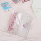Portable Mini Handbook Glitter Notebook Pages Transparent Binder Notebook Cover Card Organizer 3 Hole Binder Clip Photo album