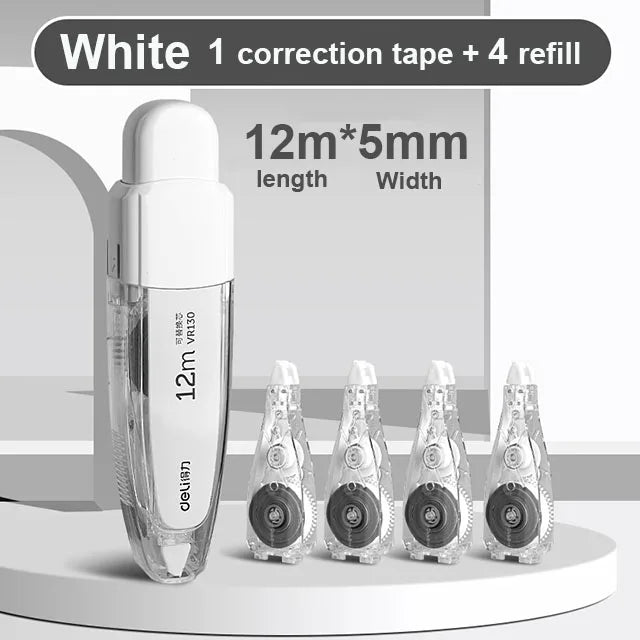 Press Correction Tape Set 5mm*12m Large Capacity Refill Replacement Stationery School Office Supplies Pen Style Correction Tape