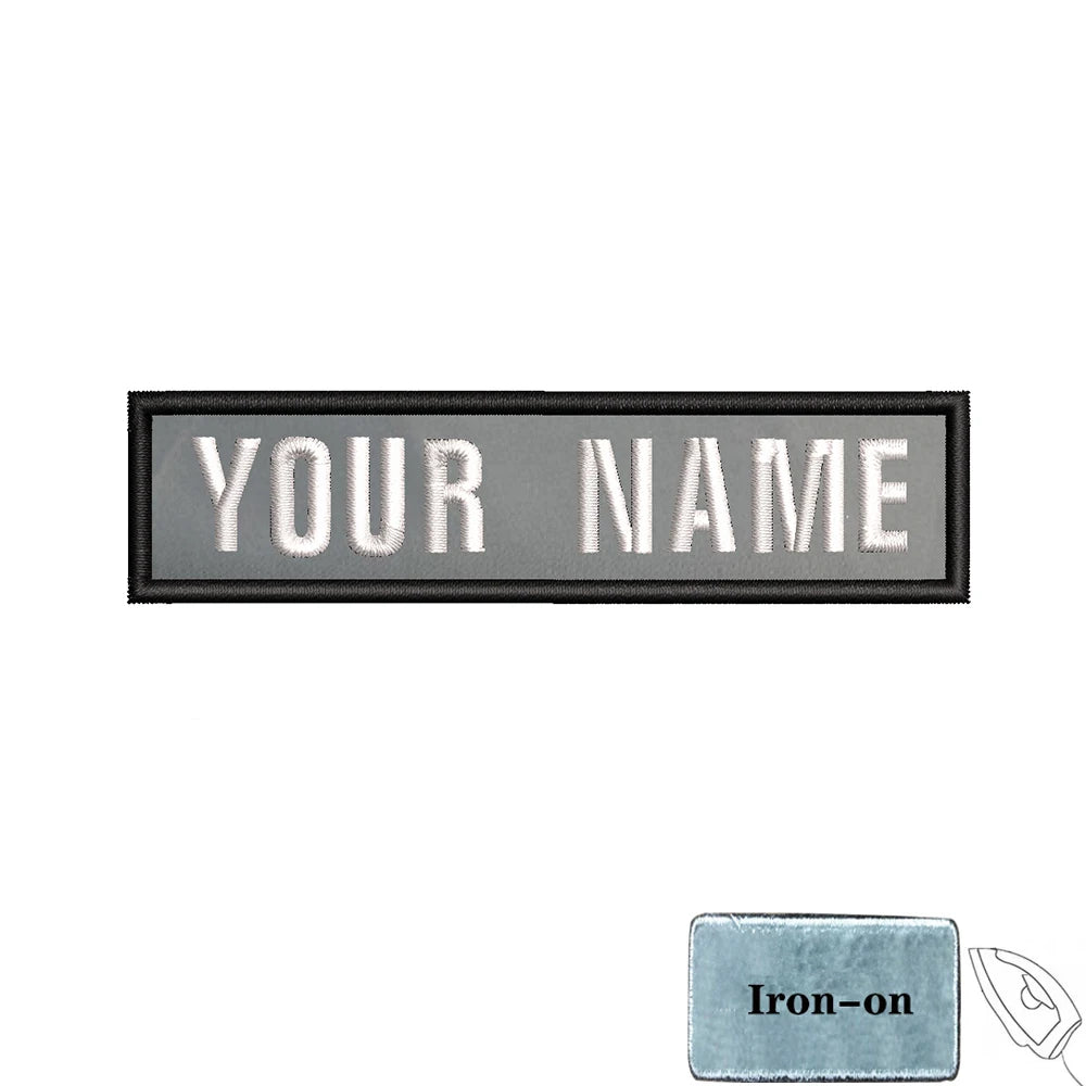 1PC 10cmX2.5cm Custom Personalized Name number Patch Stripes Badge tags chevrons Armband Iron On Or Hook Loop embroidered