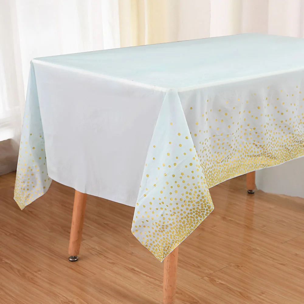 137X274Cm Dot Disposable Tablecloths Macaron Black Plastic Disposable Table Cover Wedding Birthday Party Disposable Tableware