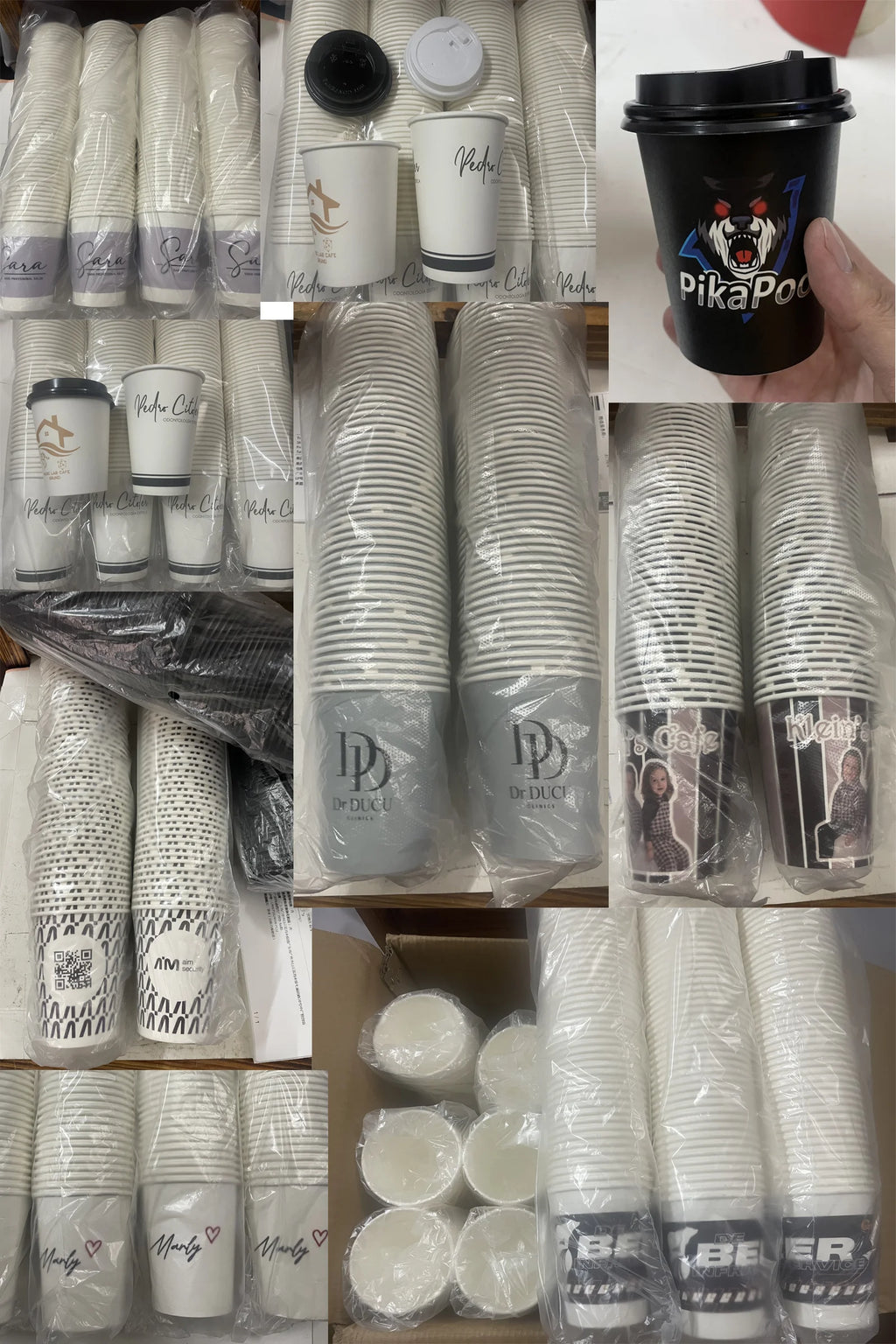 1000pcs 9oz 250ml double wall coffee cups, insulated double wall paper cups, company logo personalized customization wholesale