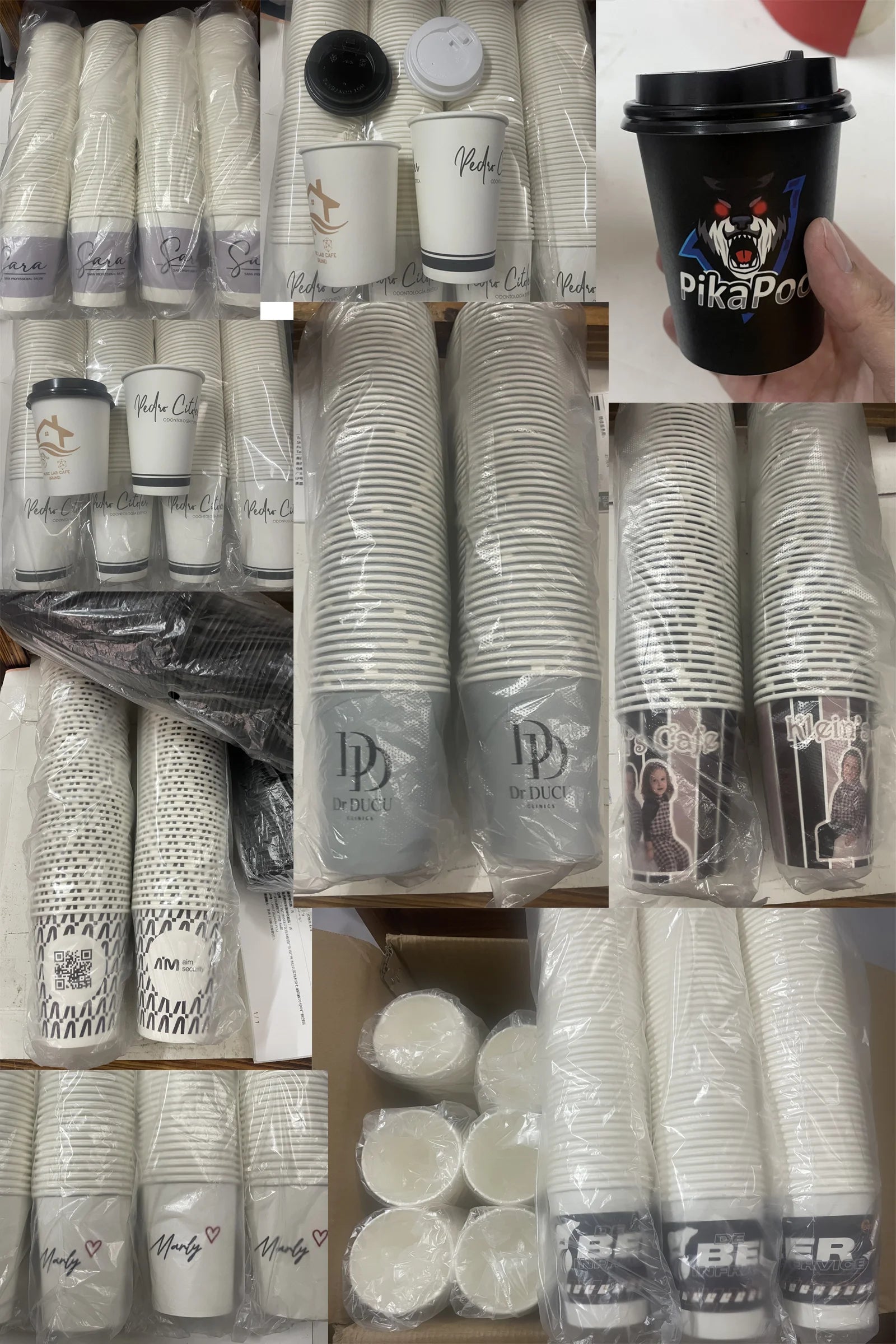 1000pcs 9oz 250ml double wall coffee cups, insulated double wall paper cups, company logo personalized customization wholesale